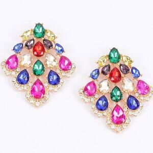 Multicolor Rhinestone Statement Earrings